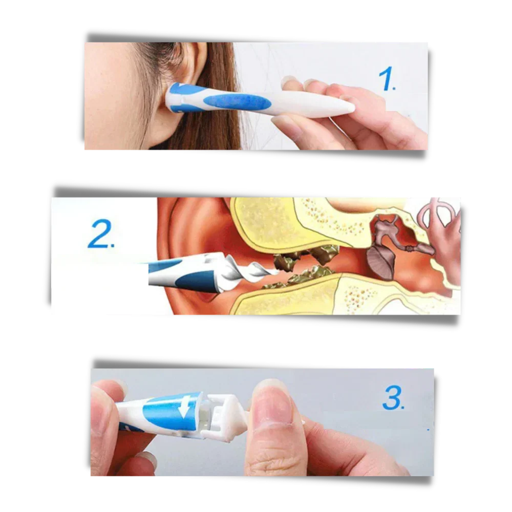 Ear Cleaner Silicone Spiral Reusable Handle 16 Replaceable Tips