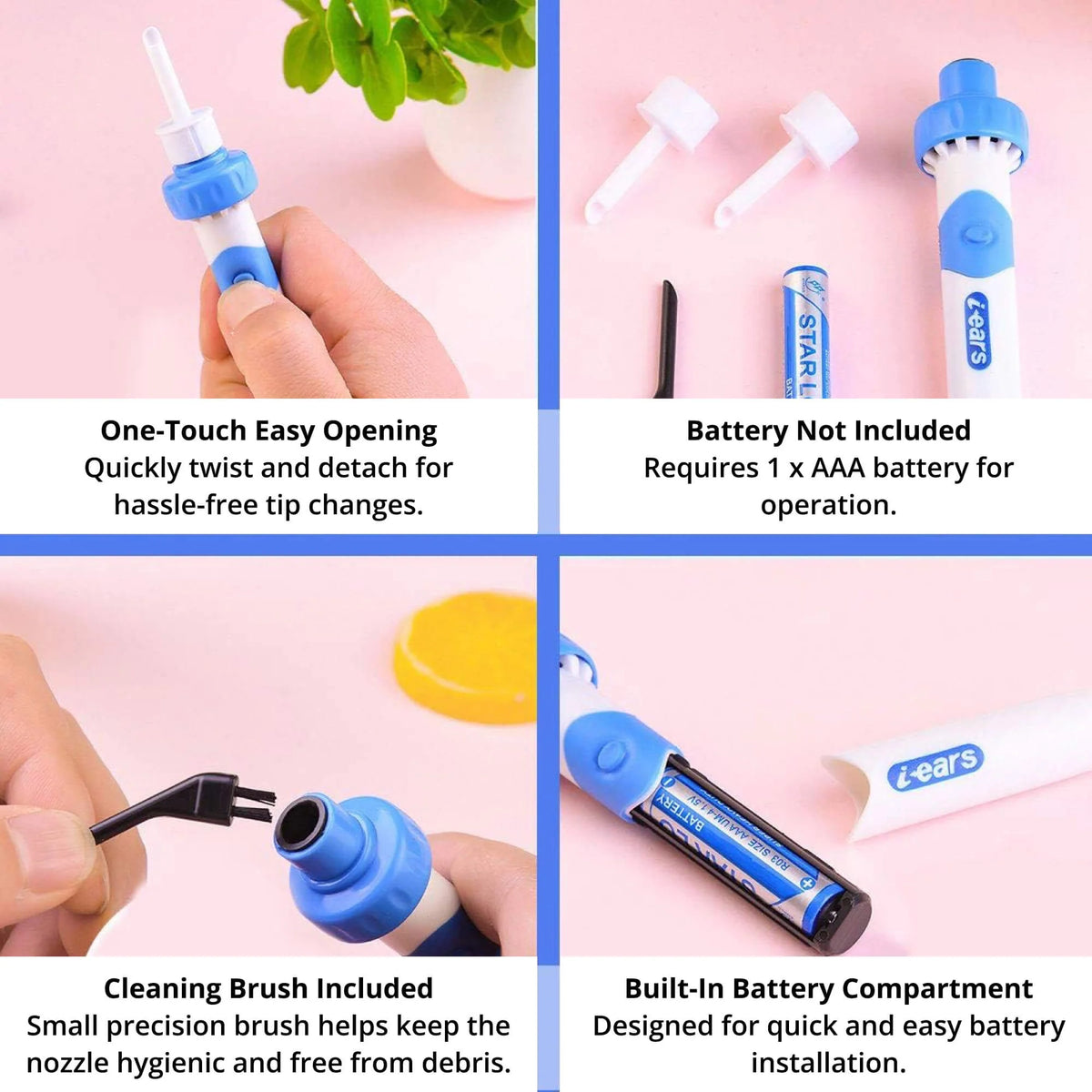 Ear Wax Remover Gentle Suction Medical Grade Silicone Tip