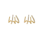 Earrings Four-Claw Layered Zirconia Accents Hypoallergenic