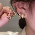 Earrings Four-Claw Layered Zirconia Accents Hypoallergenic