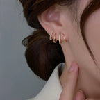 Earrings Four-Claw Layered Zirconia Accents Hypoallergenic