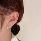 Earrings Four-Claw Layered Zirconia Accents Hypoallergenic
