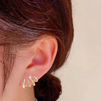 Earrings Four-Claw Layered Zirconia Accents Hypoallergenic