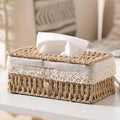 Eco-Friendly Braided Paper Rope Tissue Box Cover (Lace Trim)