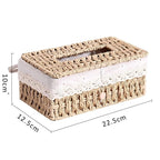 Eco-Friendly Braided Paper Rope Tissue Box Cover (Lace Trim)