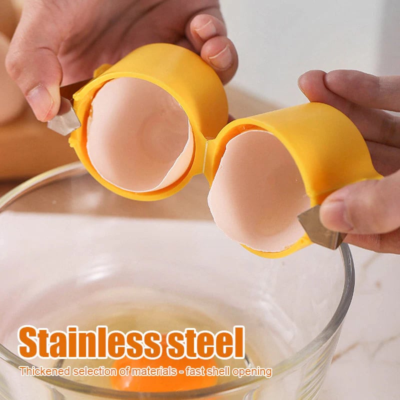 Egg Cracker Press Ergonomic Grip Stainless Steel