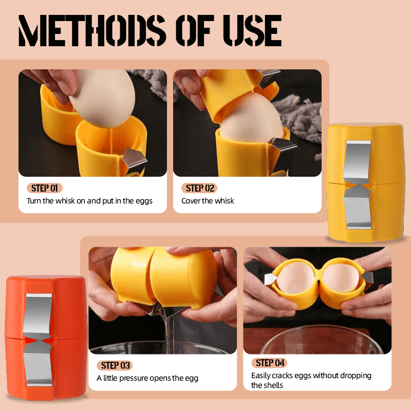 Egg Cracker Press Ergonomic Grip Stainless Steel