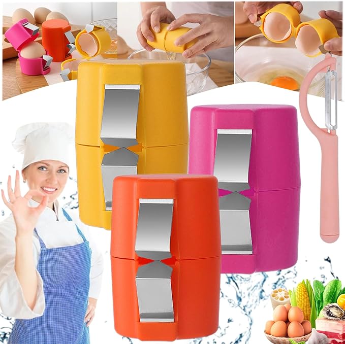 Egg Cracker Press Ergonomic Grip Stainless Steel