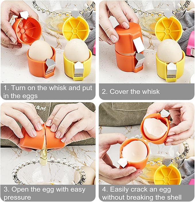 Egg Cracker Press Ergonomic Grip Stainless Steel