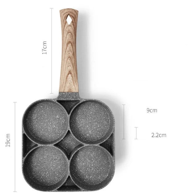 Egg Pan Four-Hole Aluminum Silicone Spatula & Brush