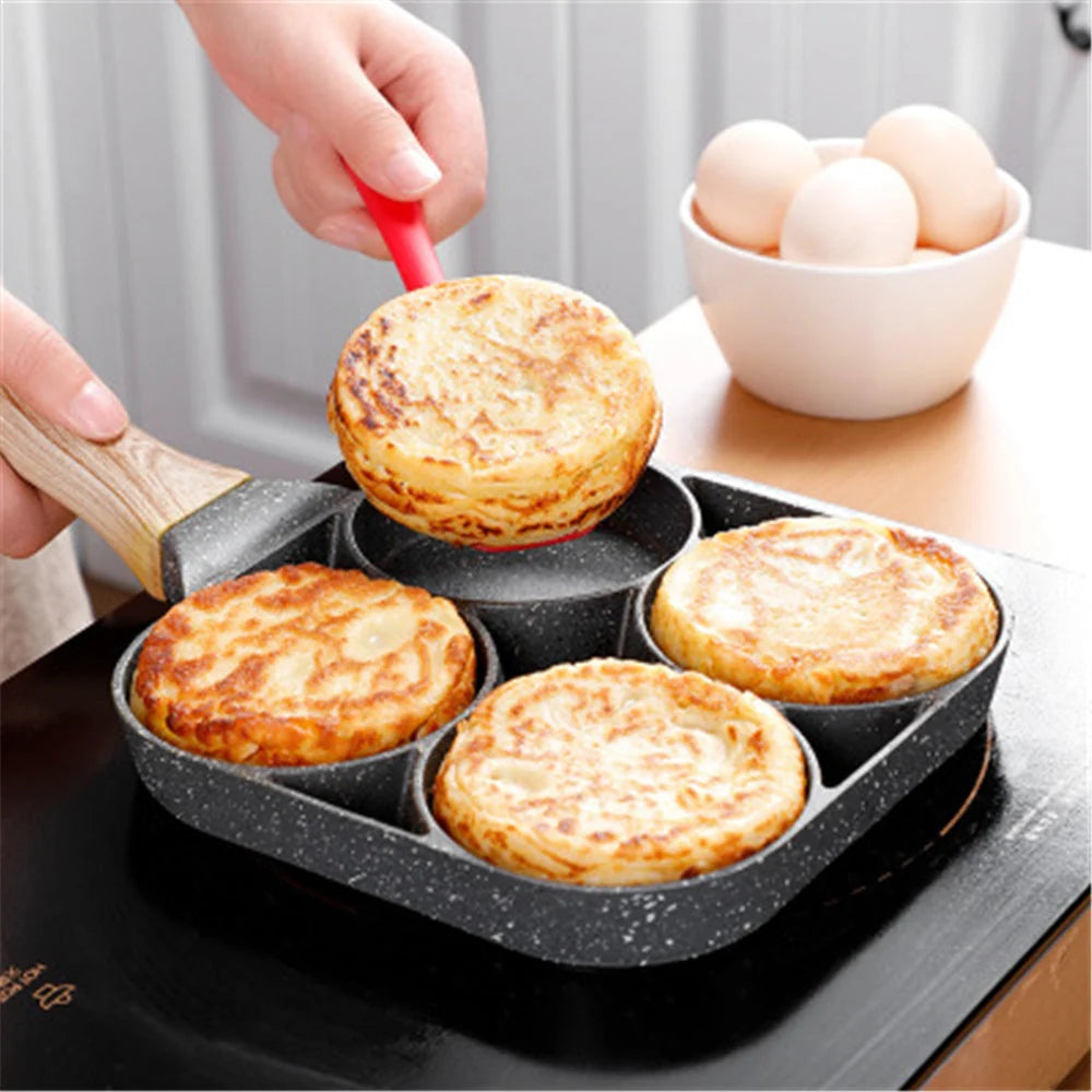Egg Pan Four-Hole Aluminum Silicone Spatula & Brush