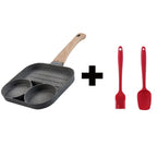 Egg Pan Four-Hole Aluminum Silicone Spatula & Brush