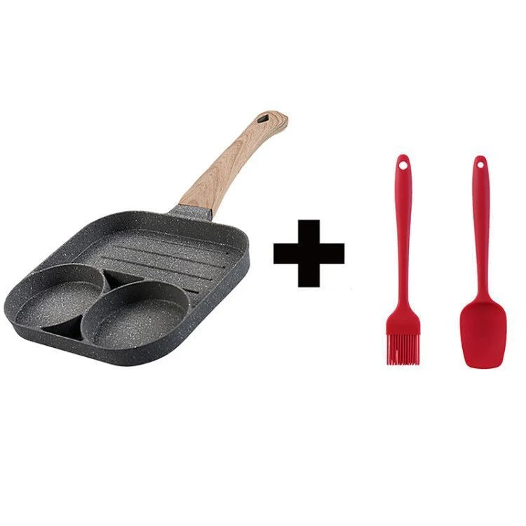 Egg Pan Four-Hole Aluminum Silicone Spatula & Brush
