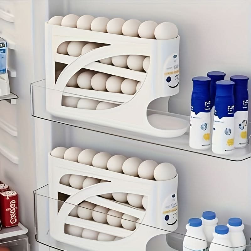 Egg Storage Organizer 4-Tier Automatic Rolling Holds 24 Eggs