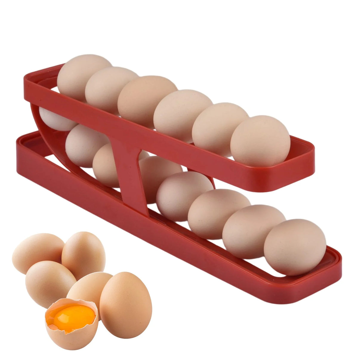 Egg Storage Rack Gravity-Fed Two-Tier Holds 14 Eggs