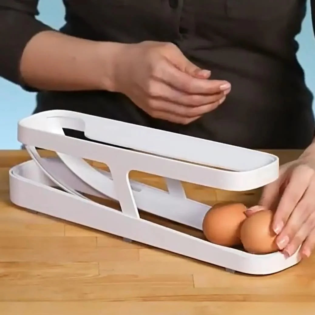 Egg Storage Rack Gravity-Fed Two-Tier Holds 14 Eggs