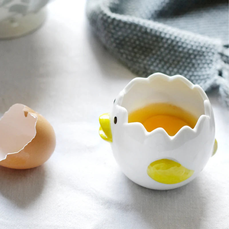 Egg White Separator Ceramic Hand-Painted Chicken Design Dishwasher Safe