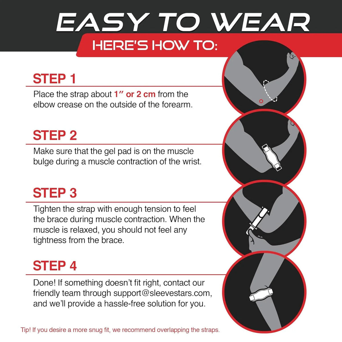 Elbow Compression Brace Three Adjustable Straps Non-Slip Moisture-Wicking