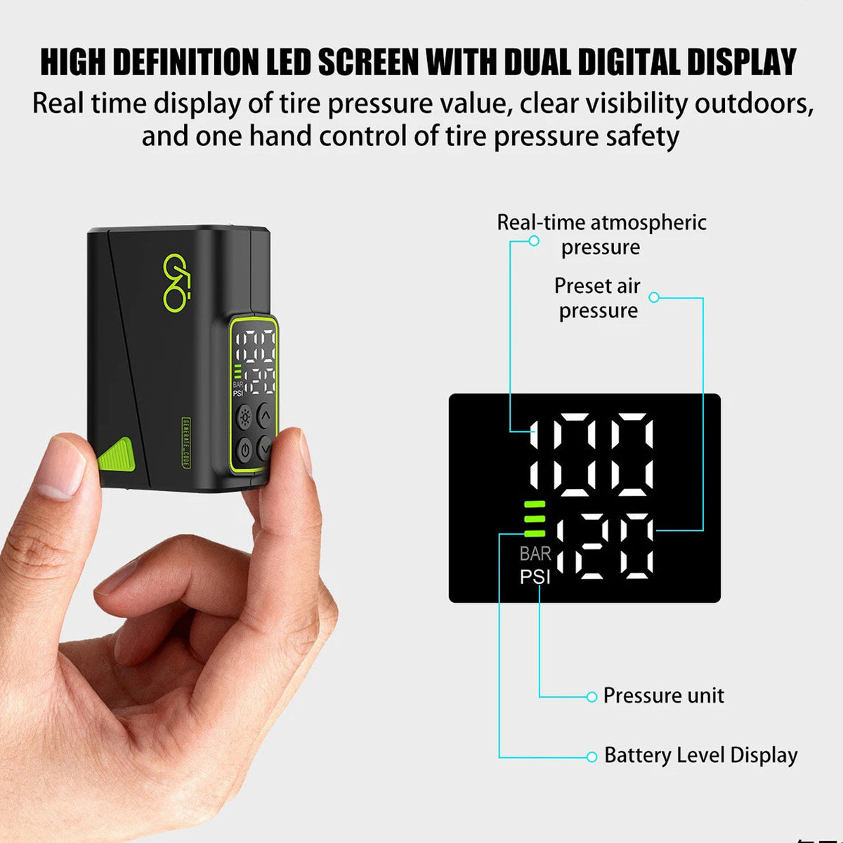 Electric Bike Pump Fast Charging Dual Digital Display