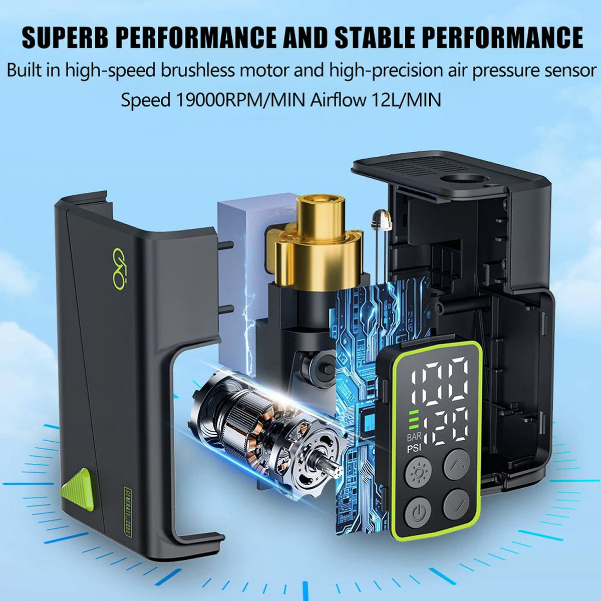 Electric Bike Pump Fast Charging Dual Digital Display