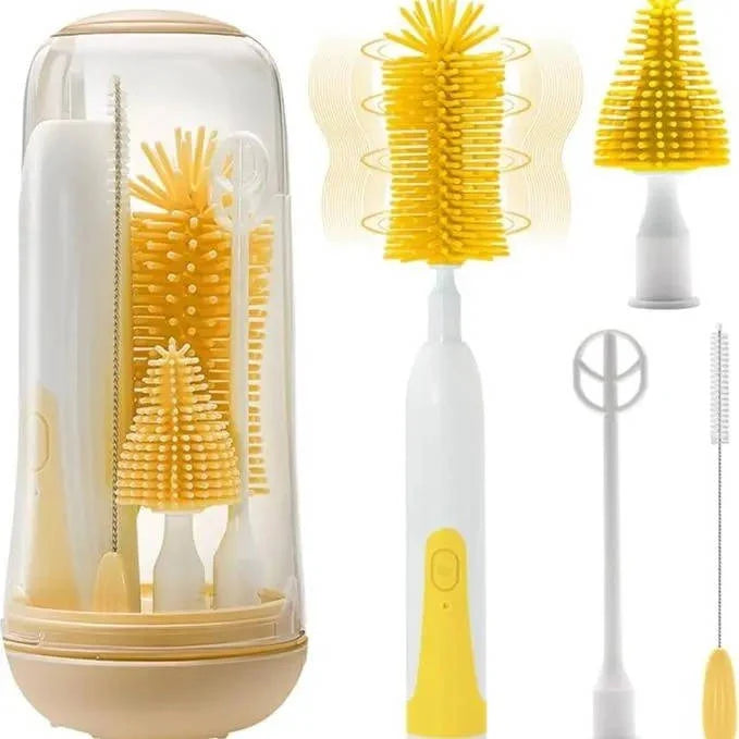 Electric Bottle Brush Set Cordless 360° Rotating Silicone