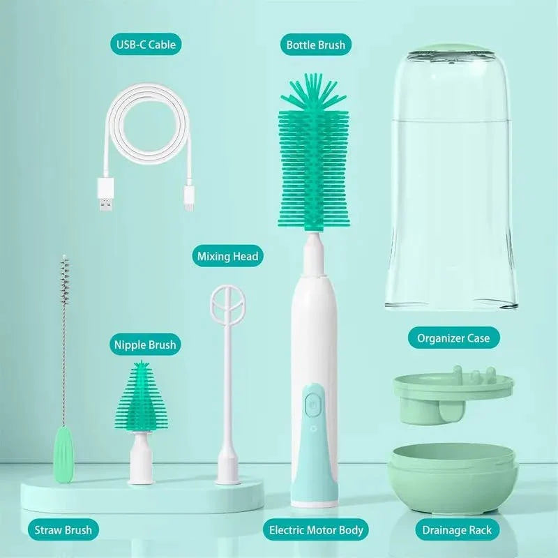 Electric Bottle Brush Set Cordless 360° Rotating Silicone