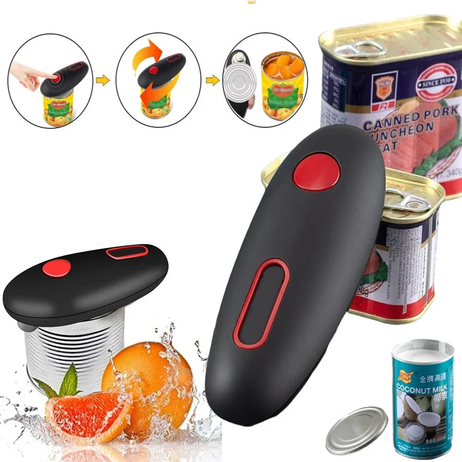 Electric Can Opener One-Touch Battery-Powered Smooth-Edge