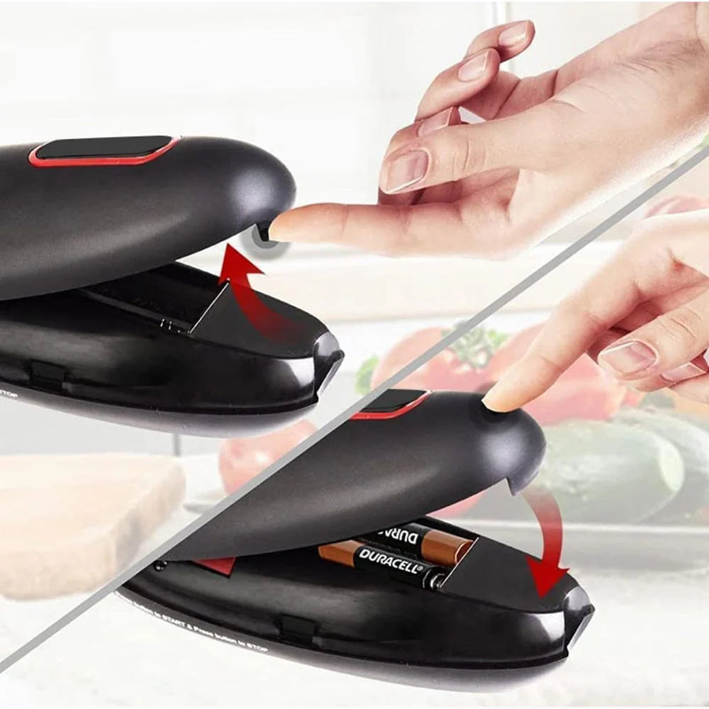 Electric Can Opener One-Touch Battery-Powered Smooth-Edge