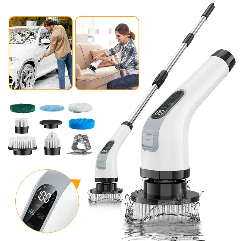 Electric Cleaning Brush Cordless & Extendable 7 Interchangeable Heads