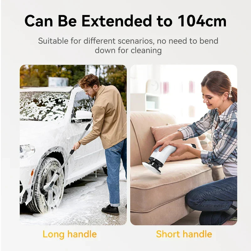 Electric Cleaning Brush Cordless & Extendable 7 Interchangeable Heads