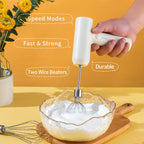 Electric Egg Beater Cordless USB Rechargeable 3-Speed