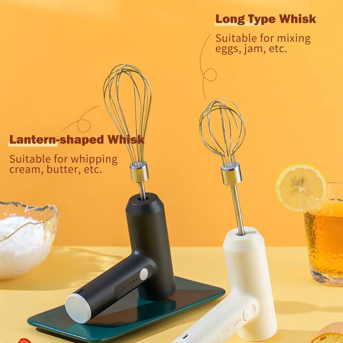Electric Egg Beater Cordless USB Rechargeable 3-Speed