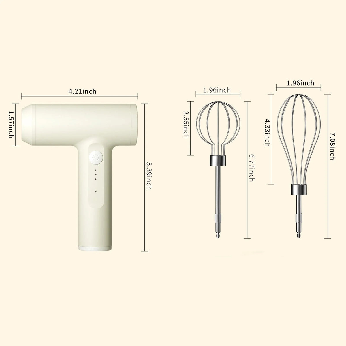 Electric Egg Beater Cordless USB Rechargeable 3-Speed