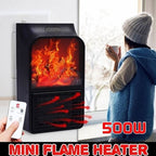 Electric Fireplace Heater Compact Plug-In Realistic Flame Remote Option