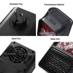 Electric Fireplace Heater Compact Plug-In Realistic Flame Remote Option