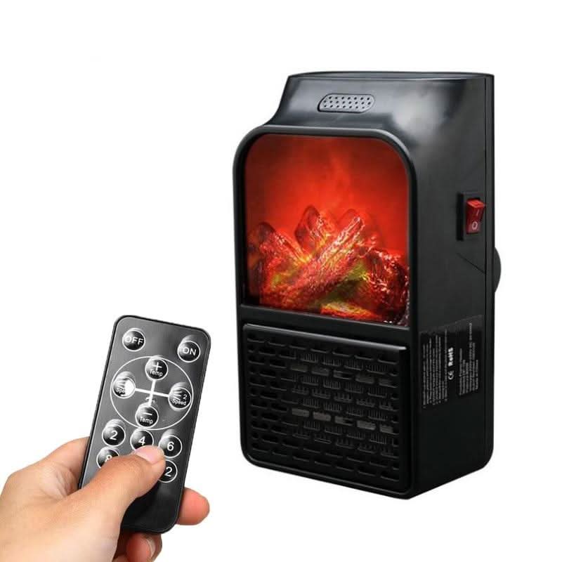 Electric Fireplace Heater Compact Plug-In Realistic Flame Remote Option