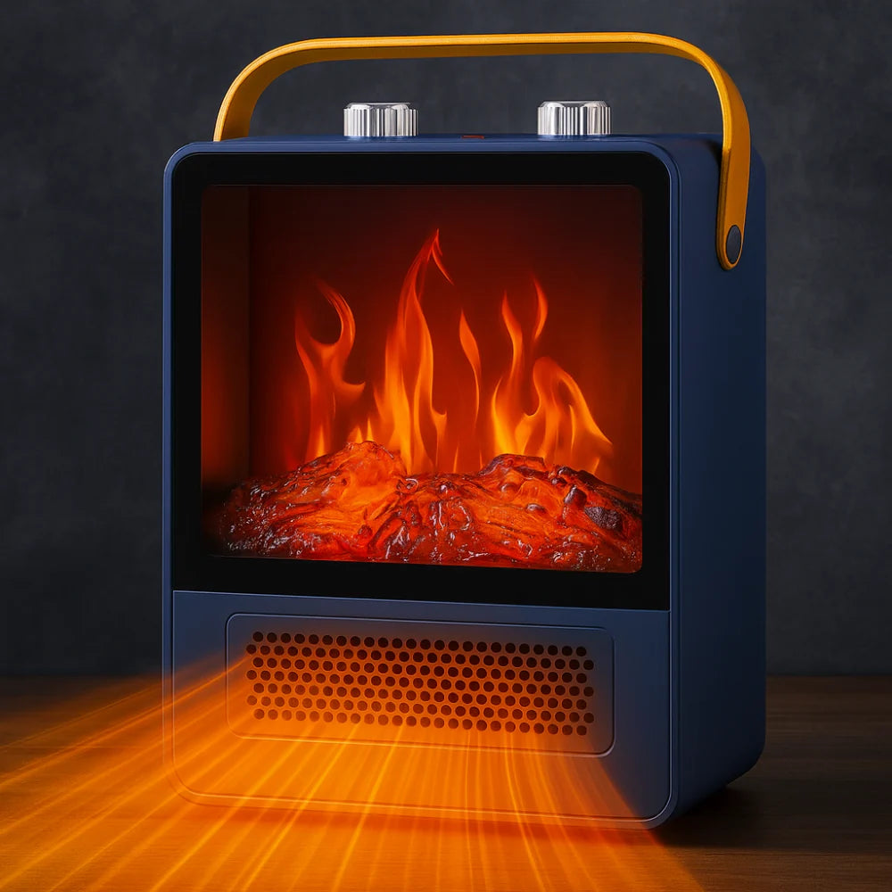 Electric Fireplace Heater Realistic Flame Adjustable Heat