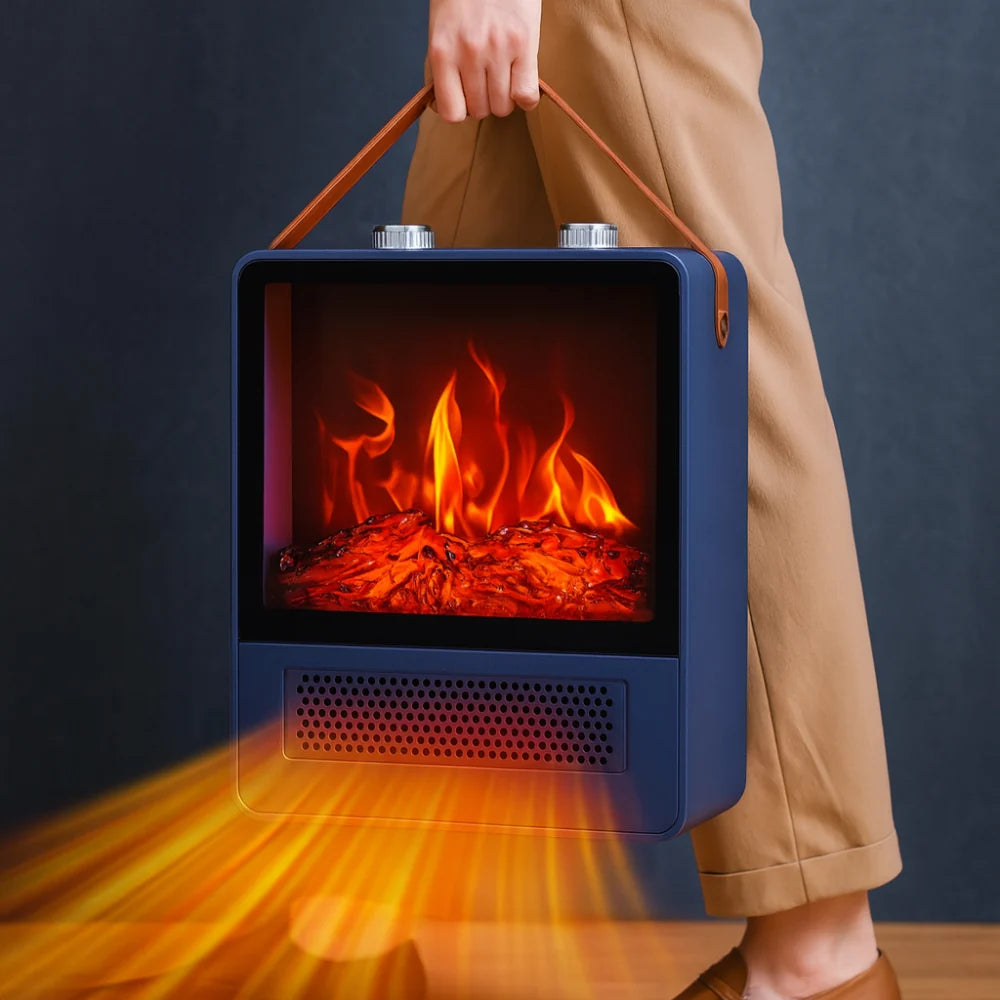 Electric Fireplace Heater Realistic Flame Adjustable Heat