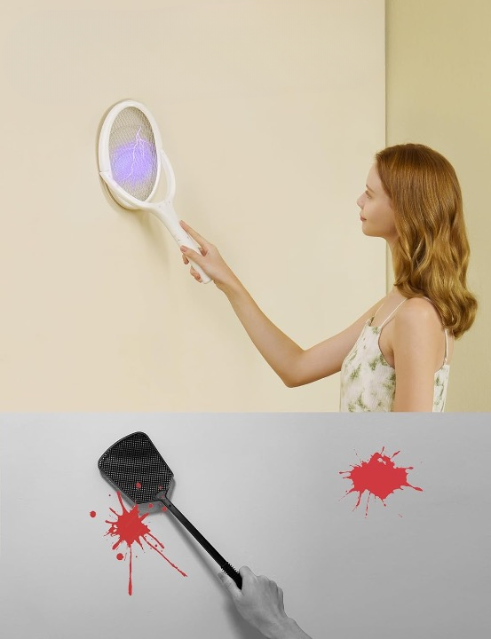 Electric Fly Swatter USB Rechargeable 90-Degree Swivel Safety Grid