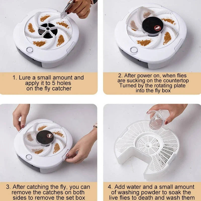 Electric Fly Trap Rotating Action USB Rechargeable 72-Hour Battery