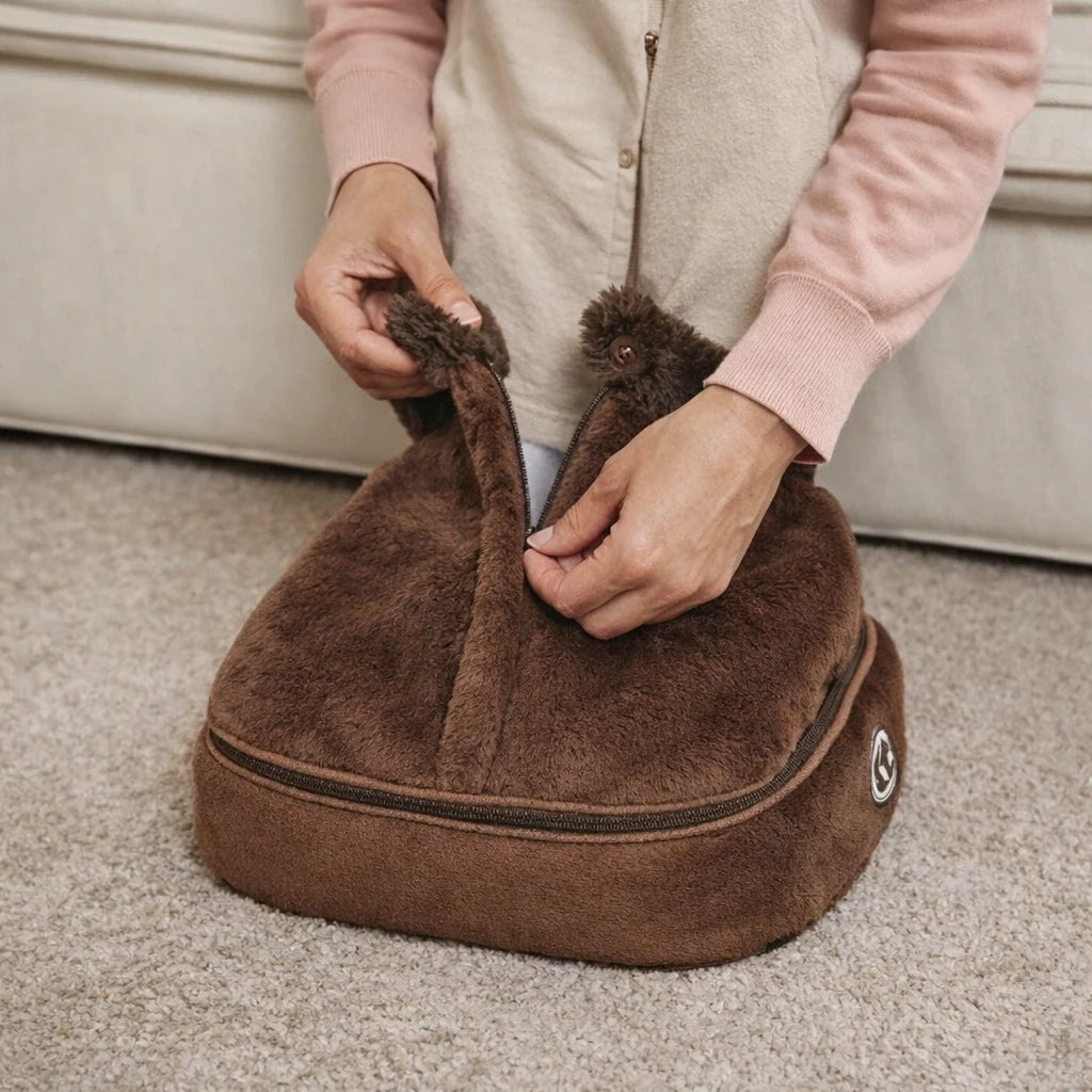 Electric Foot Massager Heat & Vibration Faux Fur Lining