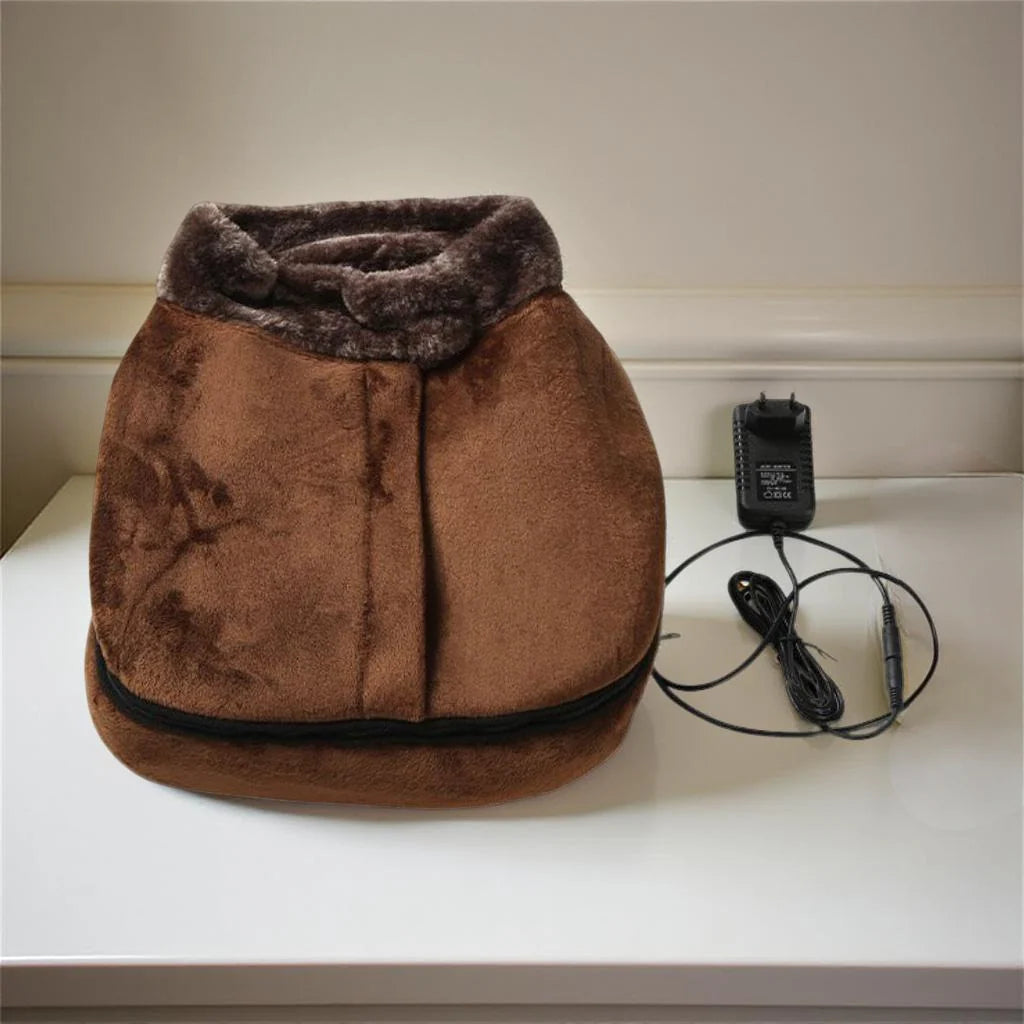 Electric Foot Massager Heat & Vibration Faux Fur Lining