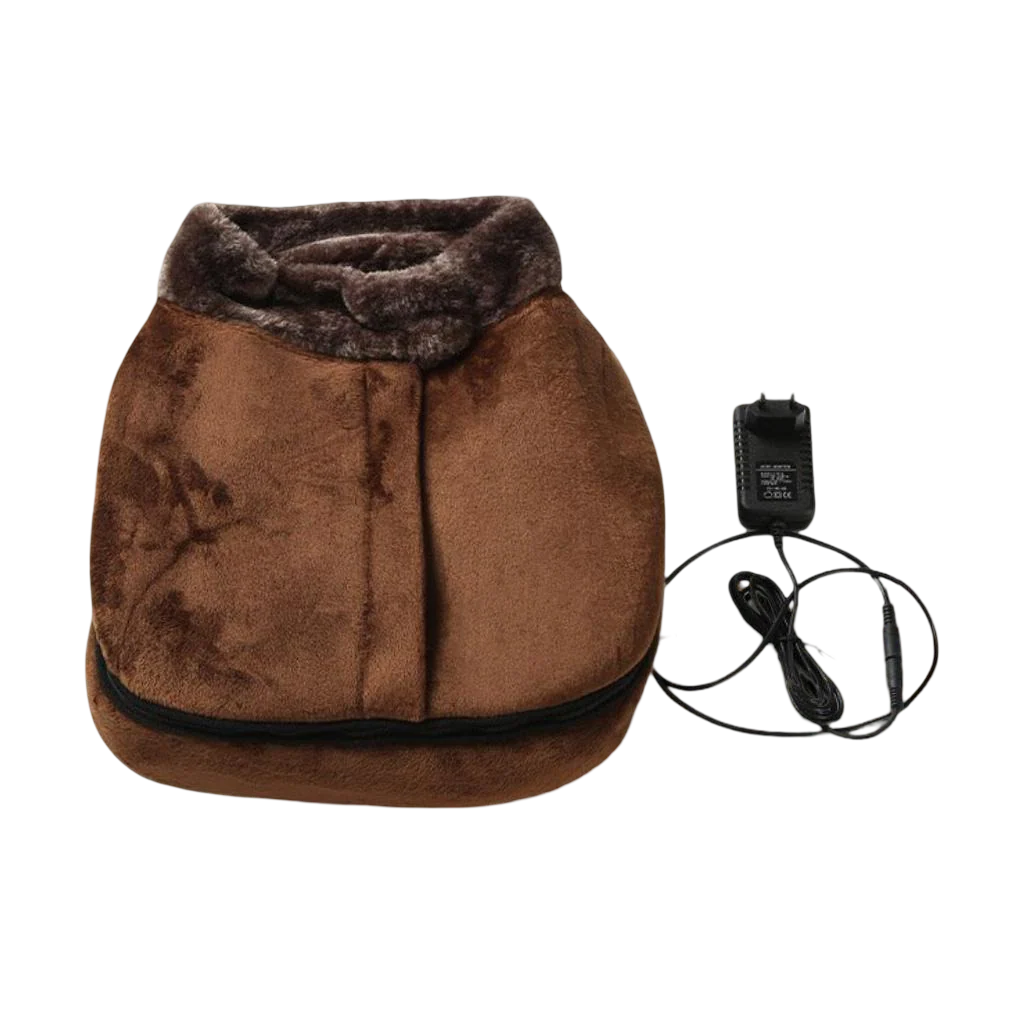 Electric Foot Massager Heat & Vibration Faux Fur Lining