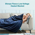Electric Heated Blanket Sherpa-Lined Plush Flannel 6 Heat Settings