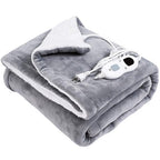 Electric Heated Blanket Sherpa-Lined Plush Flannel 6 Heat Settings