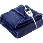 Electric Heated Blanket Sherpa-Lined Plush Flannel 6 Heat Settings