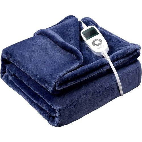 Electric Heated Blanket Sherpa-Lined Plush Flannel 6 Heat Settings