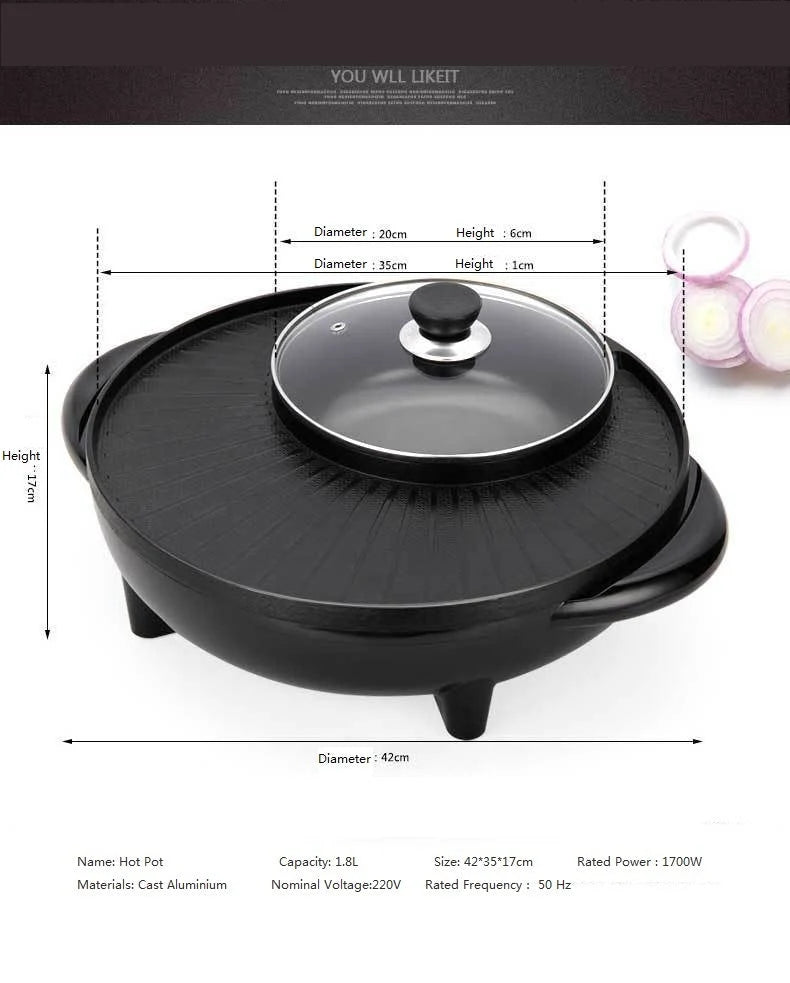 Electric Hot Pot 5–6L Capacity Aluminum Liner 5-Speed