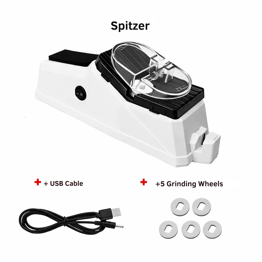 Electric Knife Sharpener USB Rechargeable Stainless Steel Non-Slip Base