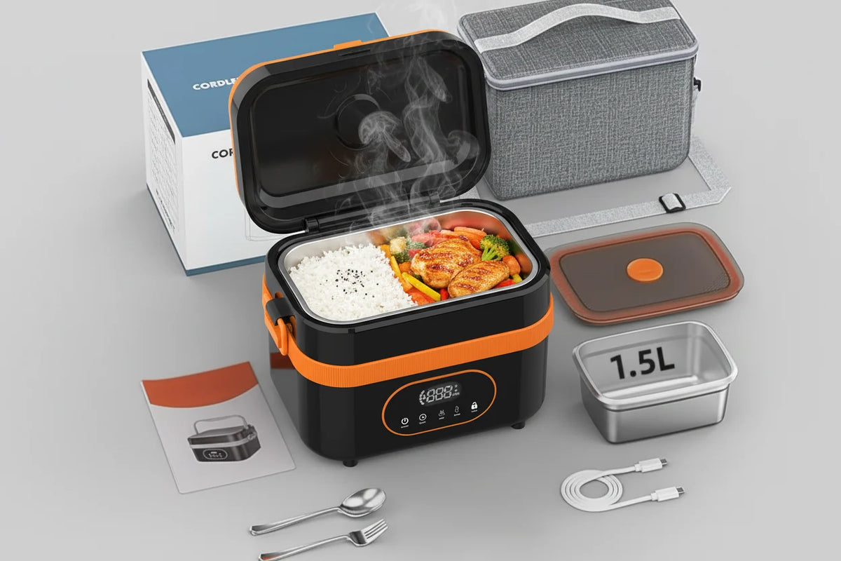Electric Lunch Box Cordless 18000mAh Stainless Steel Tray